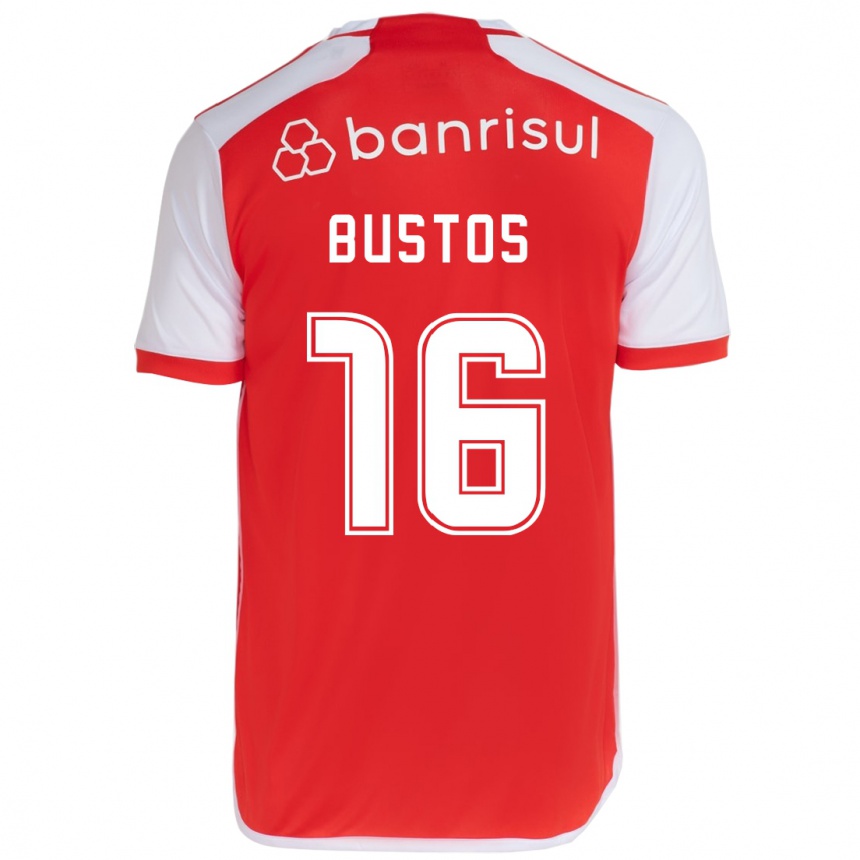 Kids Football Fabricio Bustos #16 Red White Home Jersey 2024/25 T-Shirt Za