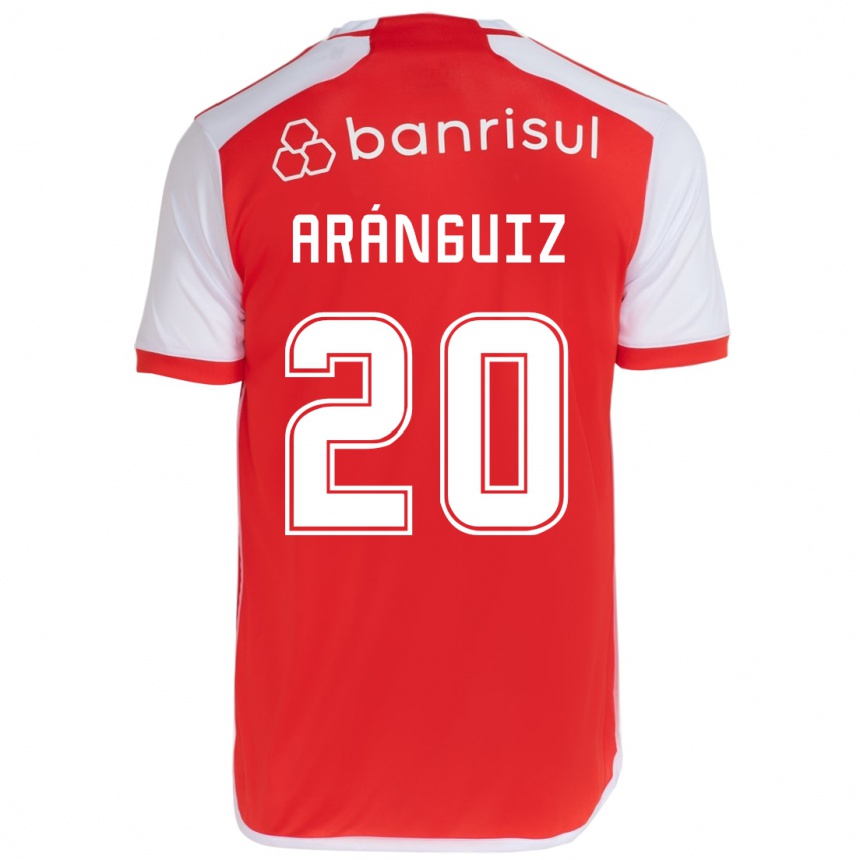 Kids Football Charles Aránguiz #20 Red White Home Jersey 2024/25 T-Shirt Za