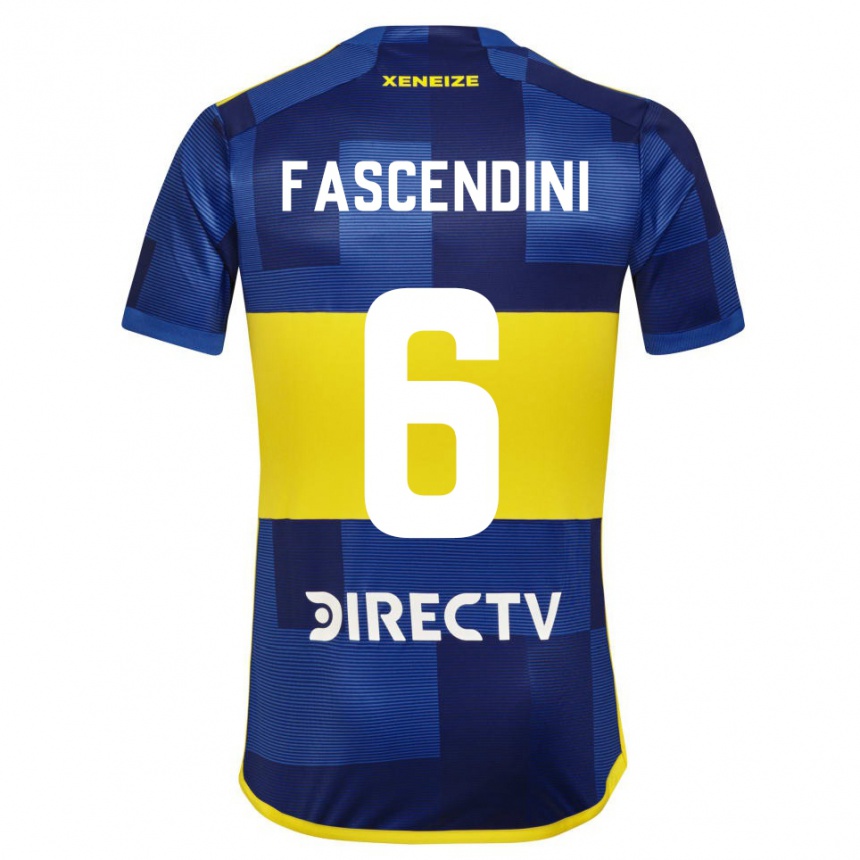 Kids Football Valentin Fascendini #6 Blue Yellow Home Jersey 2024/25 T-Shirt Za