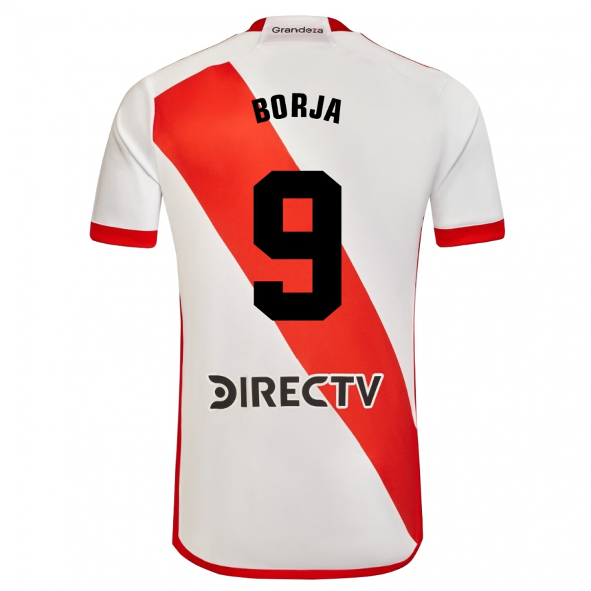 Kids Football Miguel Borja #9 White Red Home Jersey 2024/25 T-Shirt Za