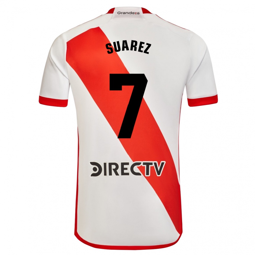 Kids Football Matías Suárez #7 White Red Home Jersey 2024/25 T-Shirt Za