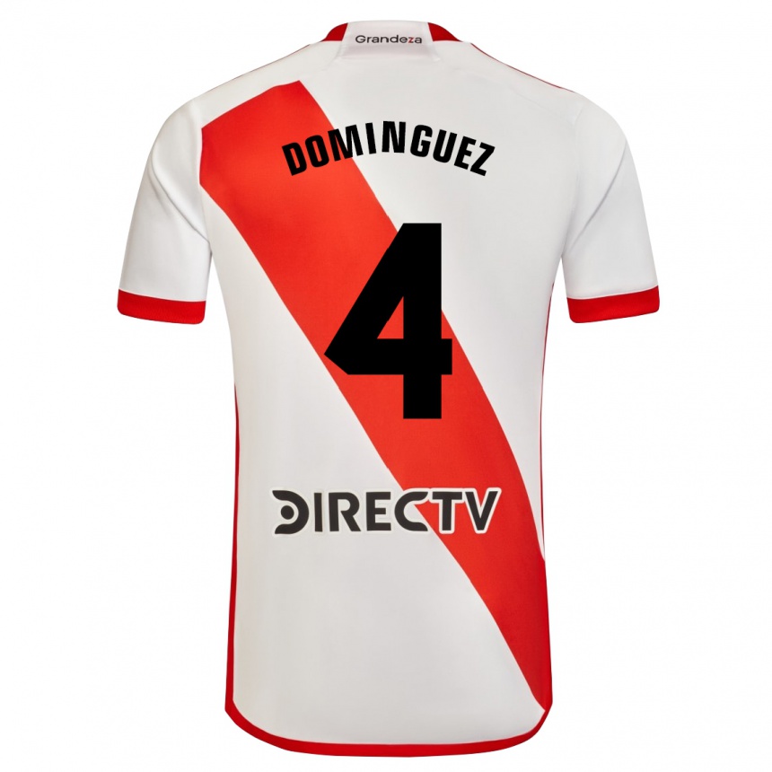 Kids Football Evelyn Sofía Domínguez #4 White Red Home Jersey 2024/25 T-Shirt Za