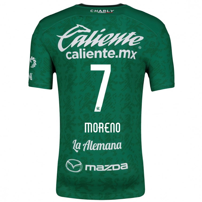 Kids Football Iván Moreno #7 Green White Home Jersey 2024/25 T-Shirt Za