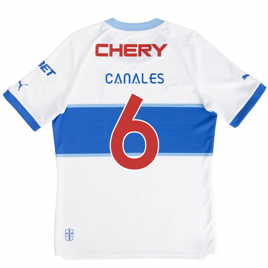 Kids Football Alfred Canales #6 White Blue Home Jersey 2024/25 T-Shirt Za