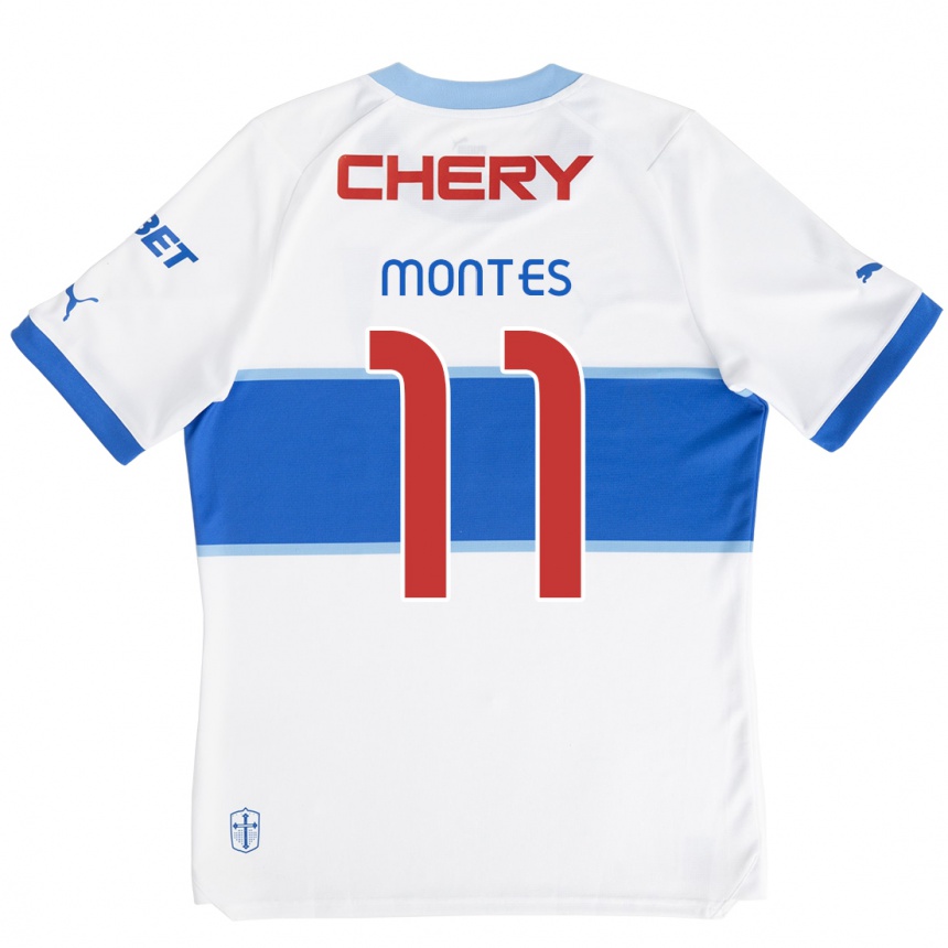 Kids Football Clemente Montes #11 White Blue Home Jersey 2024/25 T-Shirt Za