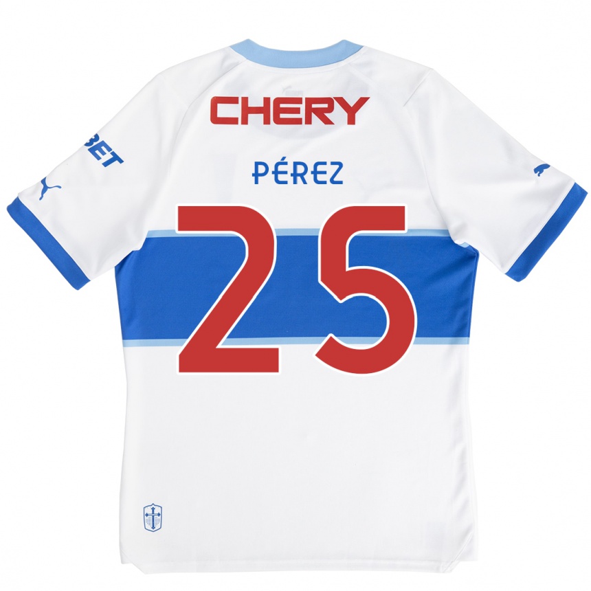 Kids Football Sebastián Pérez #25 White Blue Home Jersey 2024/25 T-Shirt Za