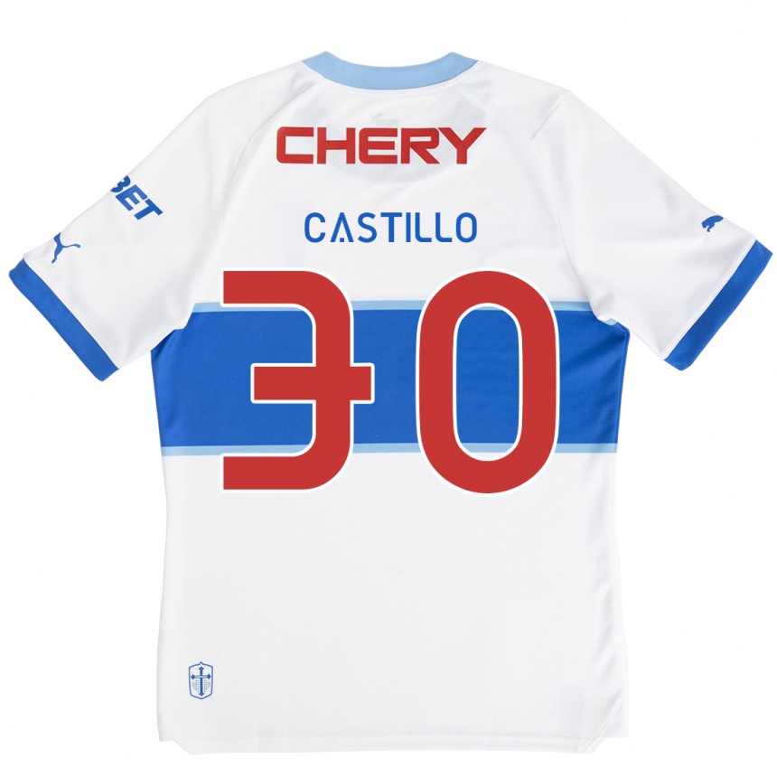 Kids Football Nicolás Castillo #30 White Blue Home Jersey 2024/25 T-Shirt Za