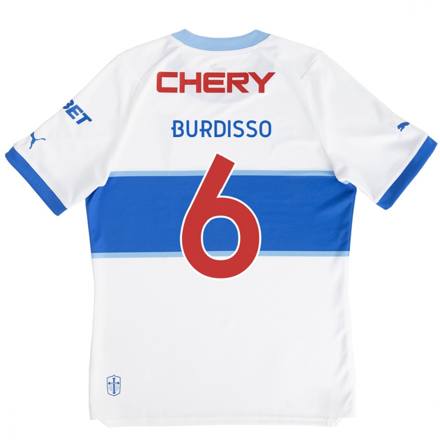 Kids Football Guillermo Burdisso #6 White Blue Home Jersey 2024/25 T-Shirt Za