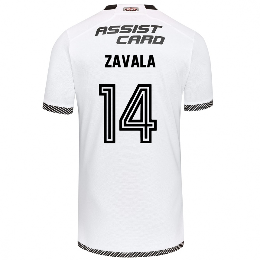 Kids Football Cristián Zavala #14 White Black Home Jersey 2024/25 T-Shirt Za