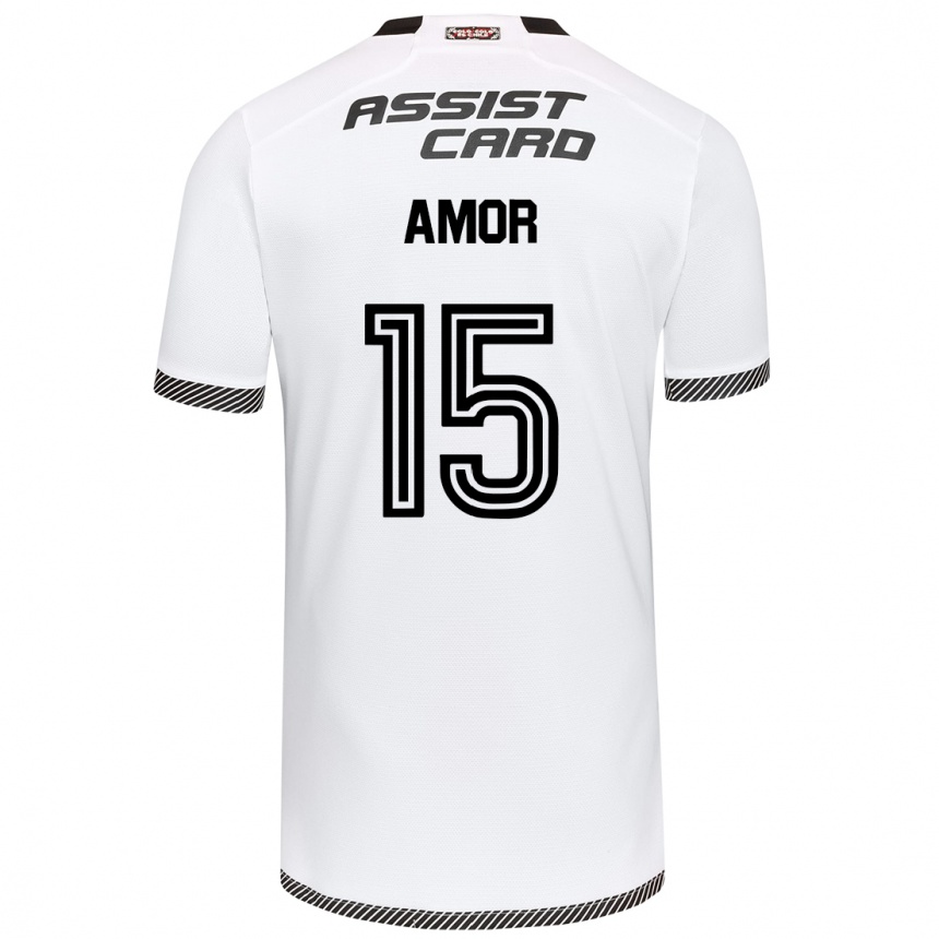 Kids Football Emiliano Amor #15 White Black Home Jersey 2024/25 T-Shirt Za