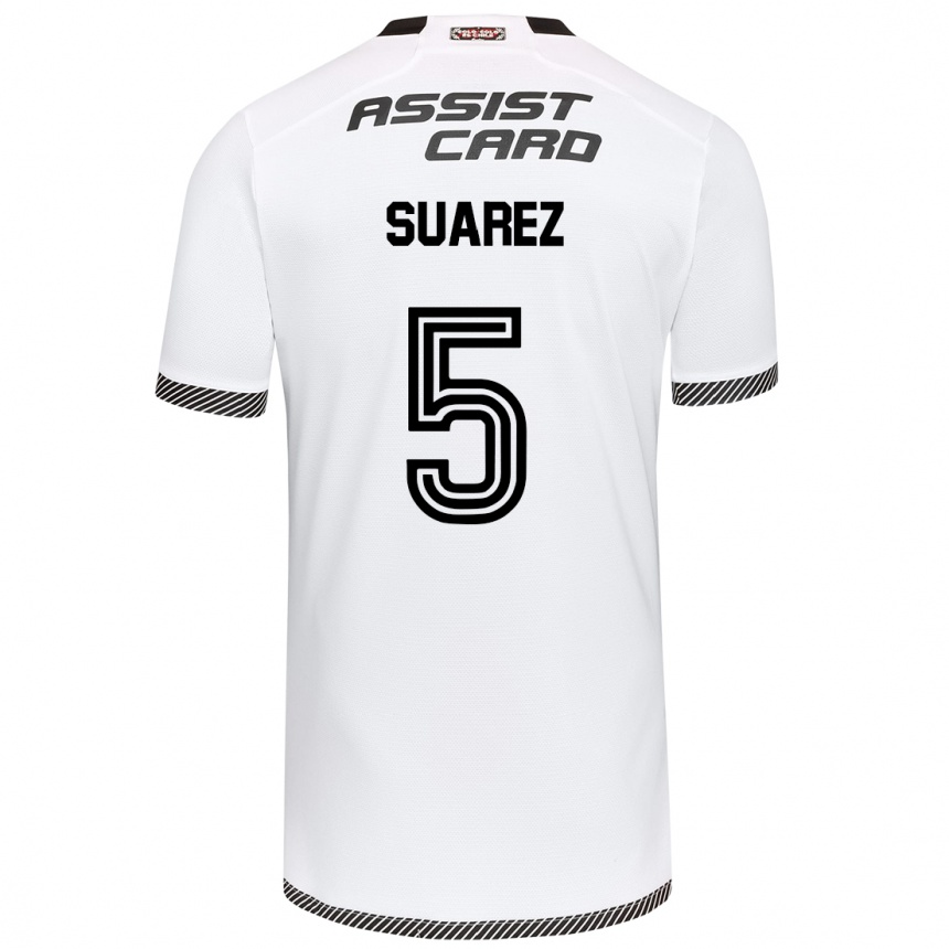 Kids Football Nicolás Suarez #5 White Black Home Jersey 2024/25 T-Shirt Za