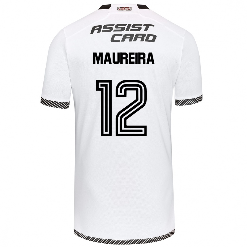 Kids Football Gabriel Maureira #12 White Black Home Jersey 2024/25 T-Shirt Za