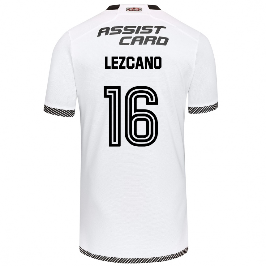 Kids Football Darío Lezcano #16 White Black Home Jersey 2024/25 T-Shirt Za