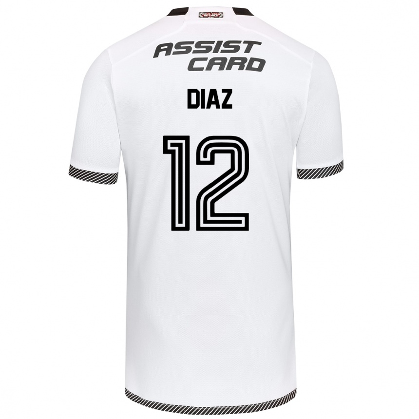 Kids Football Javiera Díaz #12 White Black Home Jersey 2024/25 T-Shirt Za