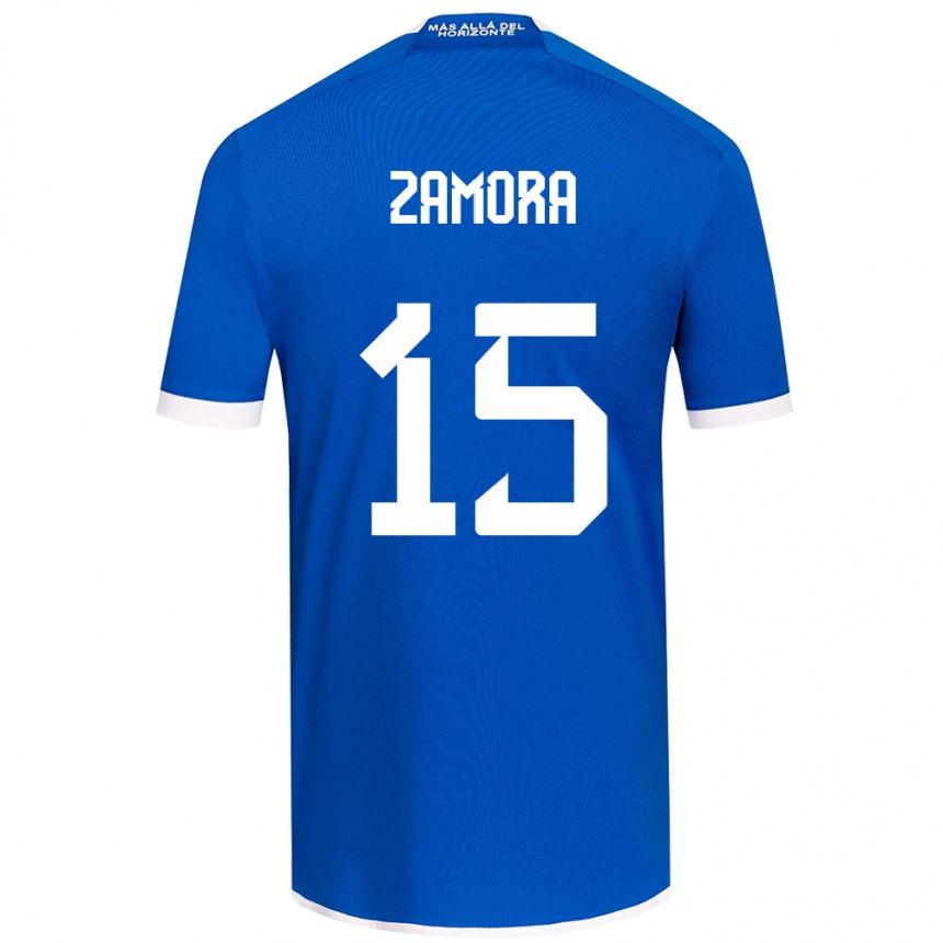 Kids Football Daniela Zamora #15 Blue White Home Jersey 2024/25 T-Shirt Za