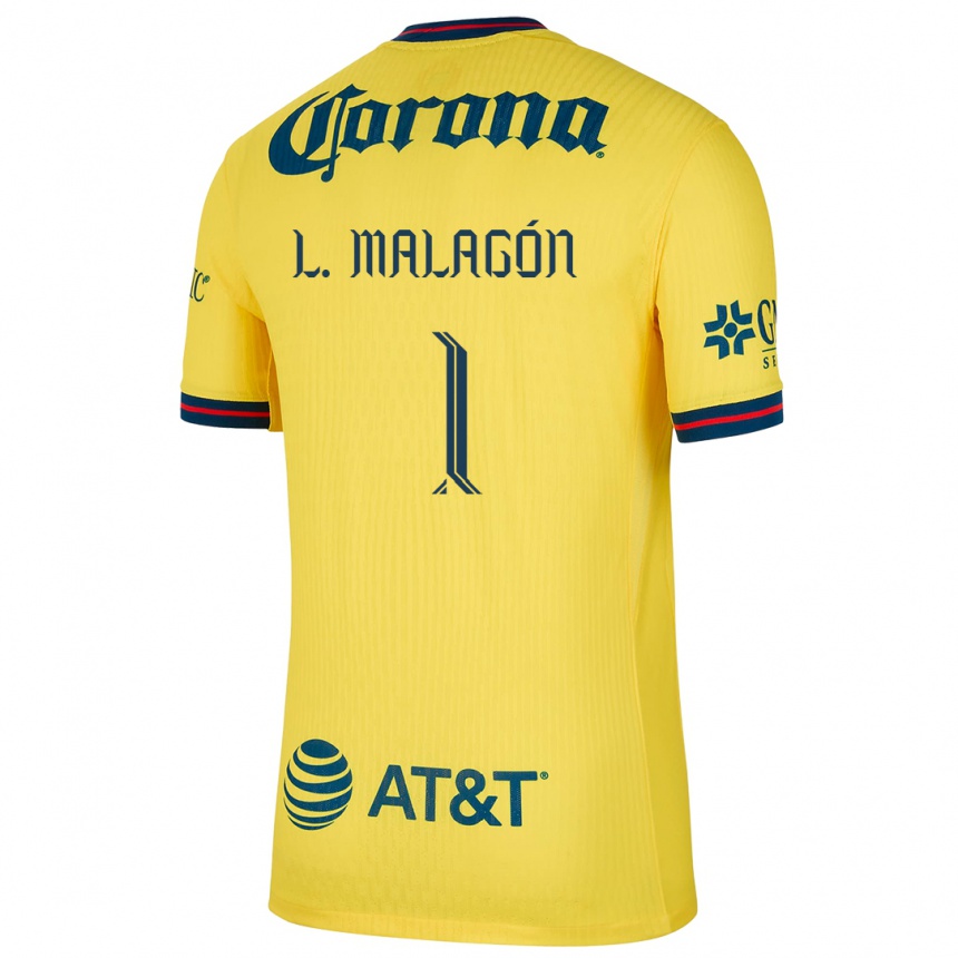 Kids Football Luis Malagón #1 Yellow Blue Home Jersey 2024/25 T-Shirt Za