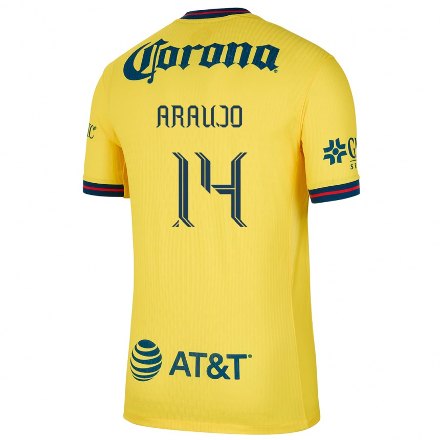 Kids Football Néstor Araújo #14 Yellow Blue Home Jersey 2024/25 T-Shirt Za