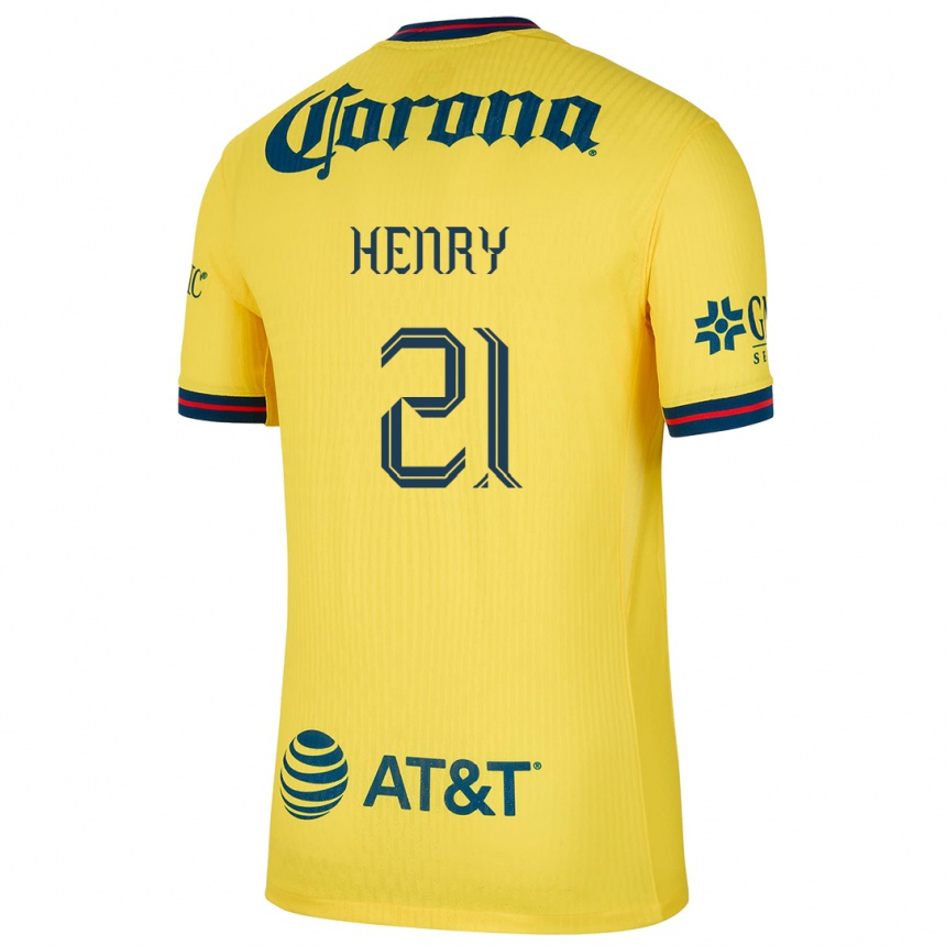 Kids Football Henry Martín #21 Yellow Blue Home Jersey 2024/25 T-Shirt Za