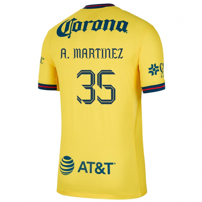 Kids Football Arturo Martínez #35 Yellow Blue Home Jersey 2024/25 T-Shirt Za