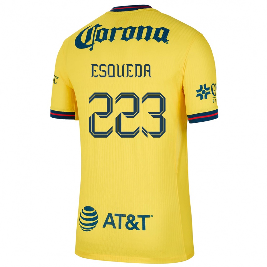 Kids Football Diego Esqueda #223 Yellow Blue Home Jersey 2024/25 T-Shirt Za