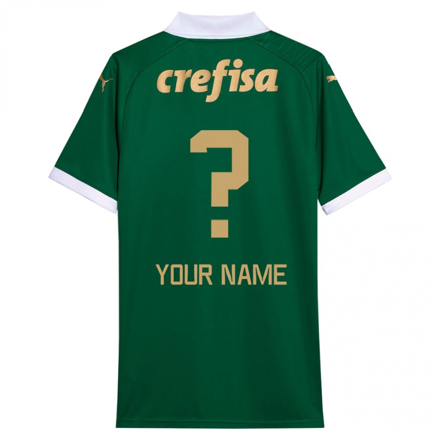 Kids Football Your Name #0 Green White Home Jersey 2024/25 T-Shirt Za