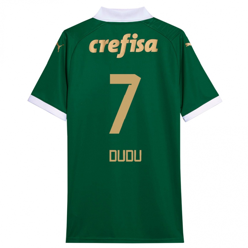 Kids Football Dudu #7 Green White Home Jersey 2024/25 T-Shirt Za