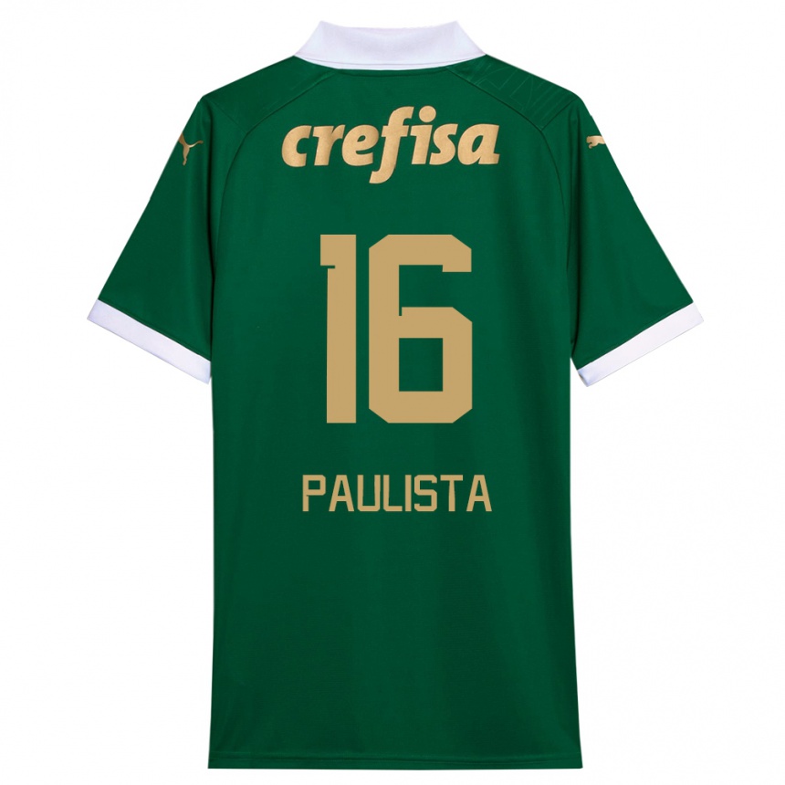 Kids Football Caio Paulista #16 Green White Home Jersey 2024/25 T-Shirt Za