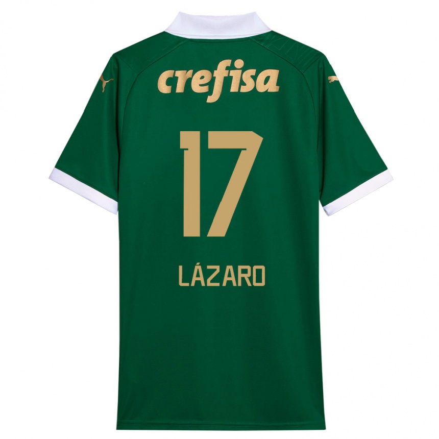 Kids Football Lázaro #17 Green White Home Jersey 2024/25 T-Shirt Za