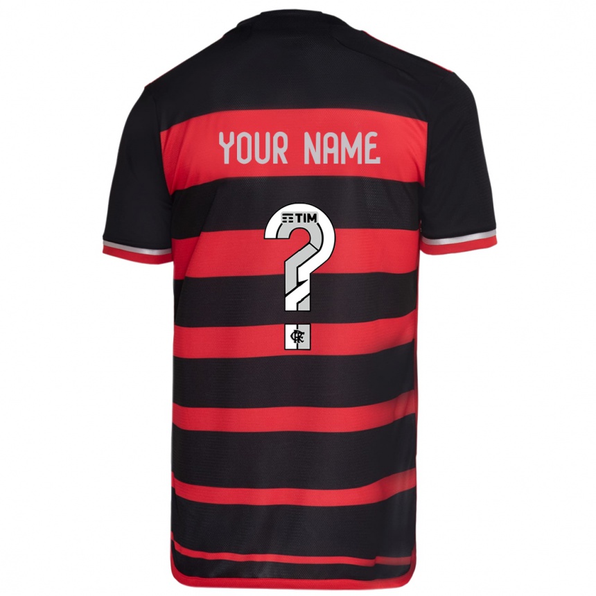 Kids Football Your Name #0 Red Black Home Jersey 2024/25 T-Shirt Za