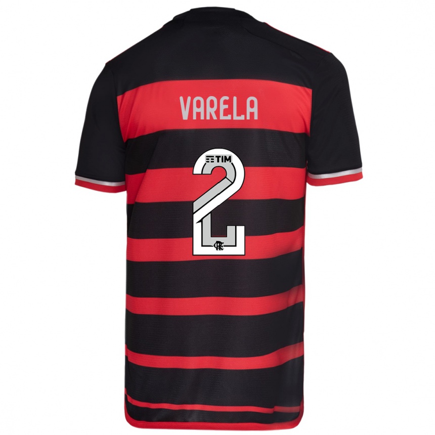 Kids Football Guillermo Varela #2 Red Black Home Jersey 2024/25 T-Shirt Za