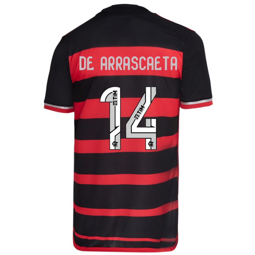 Kids Football Giorgian De Arrascaeta #14 Red Black Home Jersey 2024/25 T-Shirt Za