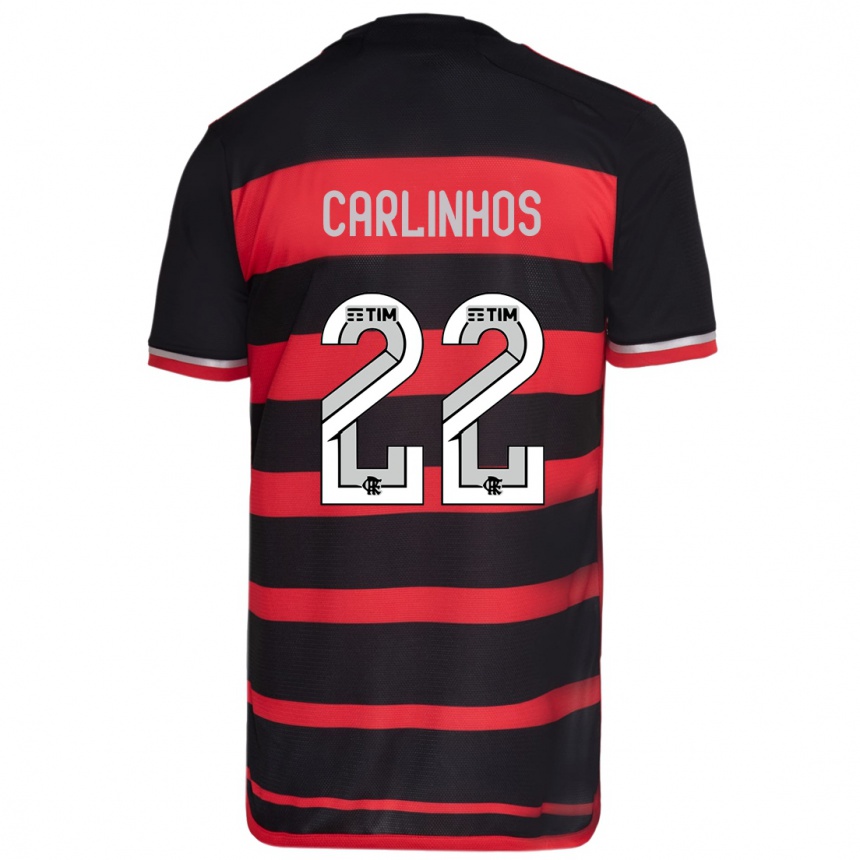 Kids Football Carlinhos #22 Red Black Home Jersey 2024/25 T-Shirt Za