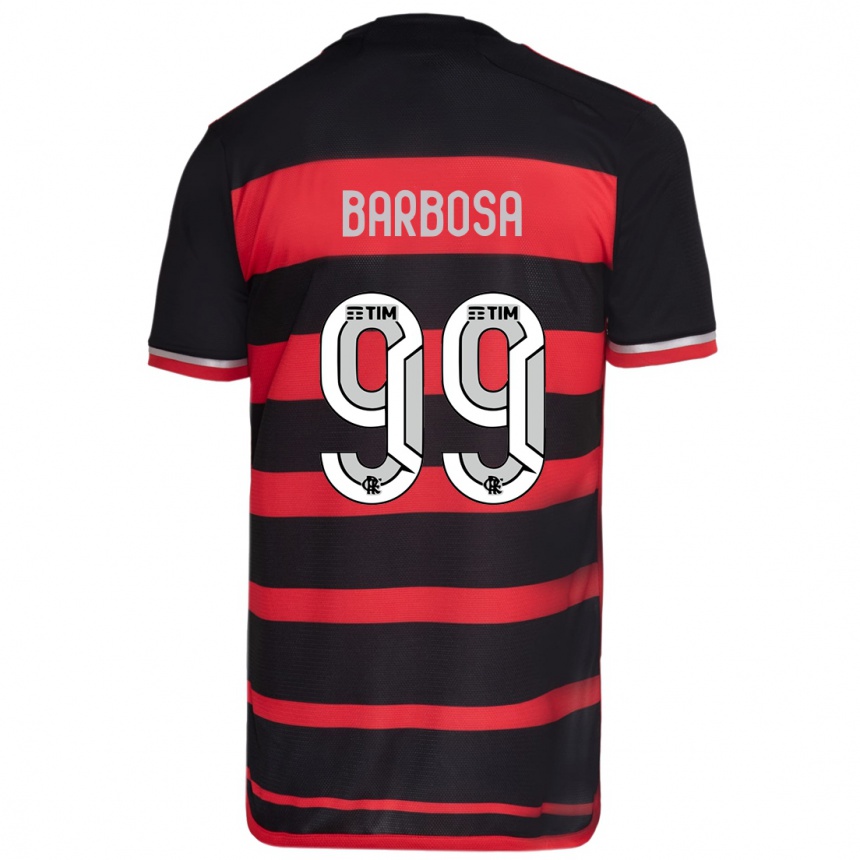 Kids Football Gabriel Barbosa #99 Red Black Home Jersey 2024/25 T-Shirt Za