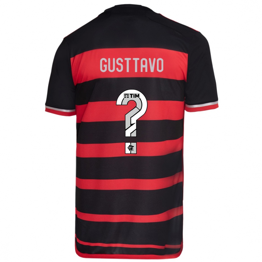 Kids Football Gusttavo #0 Red Black Home Jersey 2024/25 T-Shirt Za