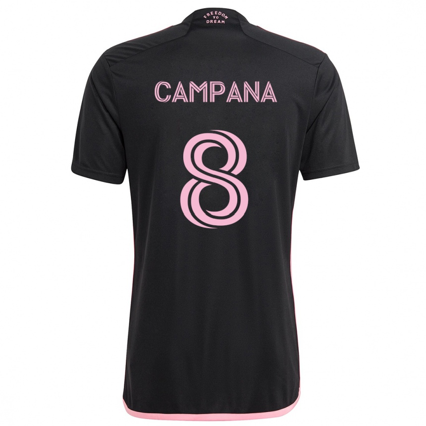 Kids Football Leonardo Campana #8 Black Away Jersey 2024/25 T-Shirt Za