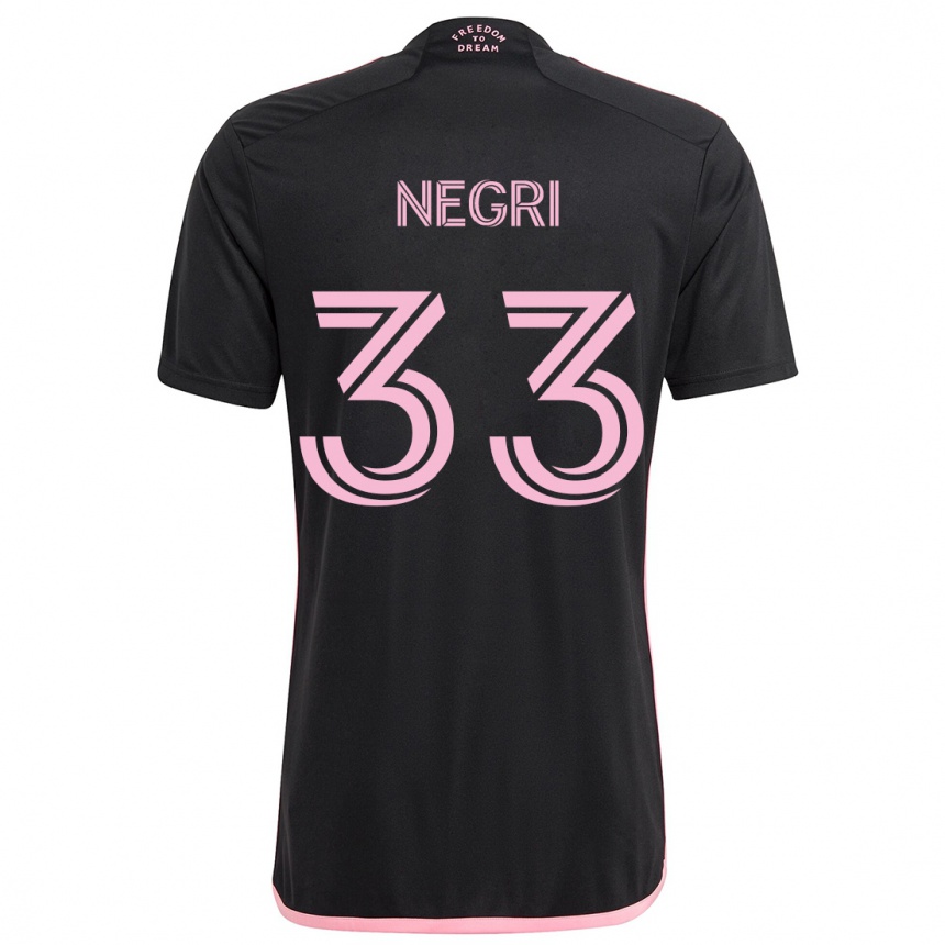 Kids Football Franco Negri #33 Black Away Jersey 2024/25 T-Shirt Za