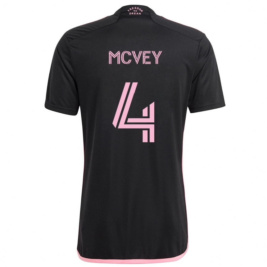 Kids Football Christopher Mcvey #4 Black Away Jersey 2024/25 T-Shirt Za