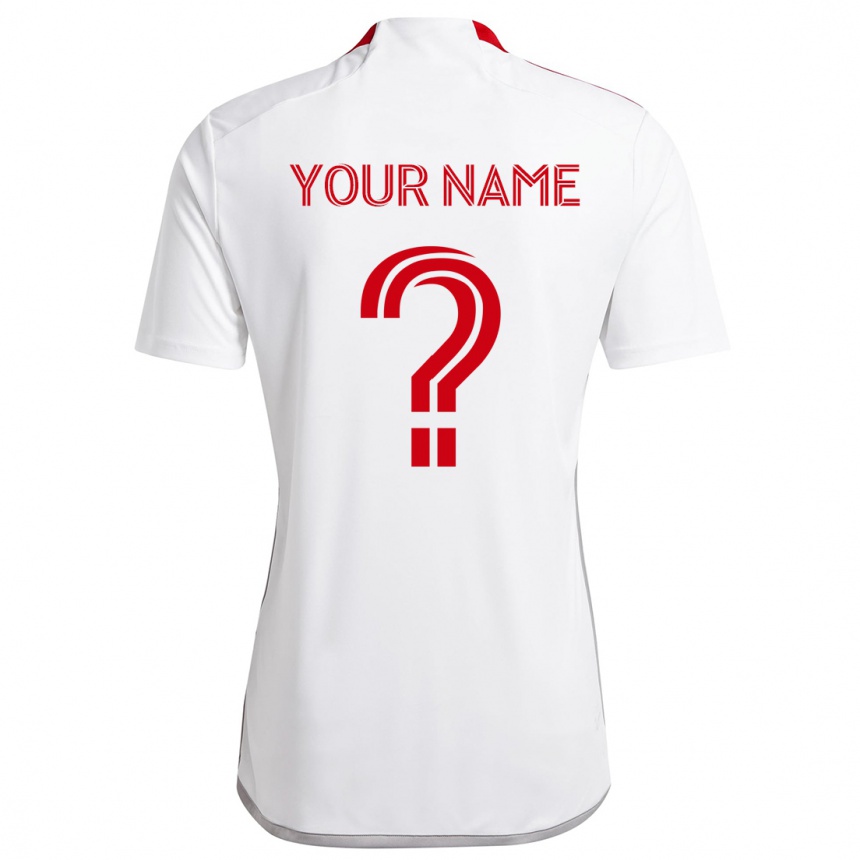 Kids Football Your Name #0 White Red Away Jersey 2024/25 T-Shirt Za