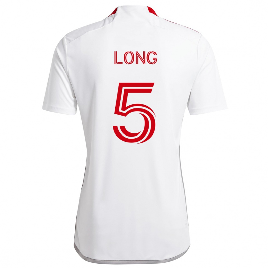 Kids Football Kevin Long #5 White Red Away Jersey 2024/25 T-Shirt Za