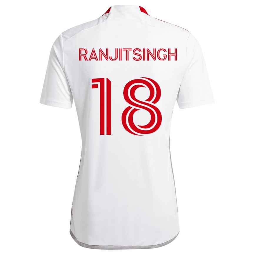 Kids Football Greg Ranjitsingh #18 White Red Away Jersey 2024/25 T-Shirt Za