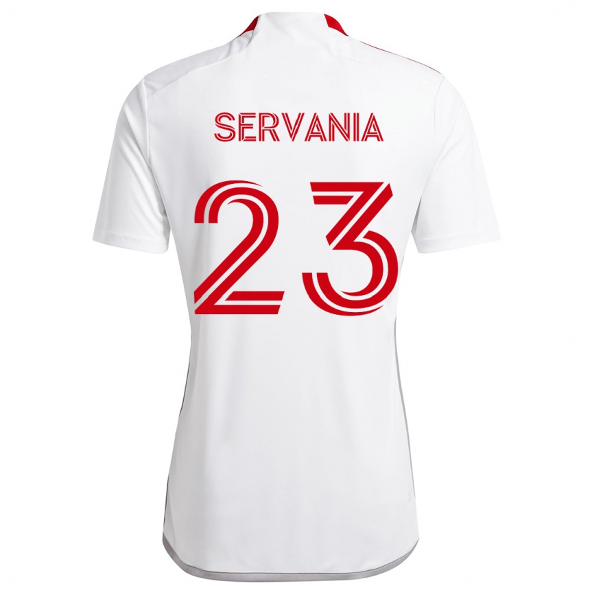 Kids Football Brandon Servania #23 White Red Away Jersey 2024/25 T-Shirt Za