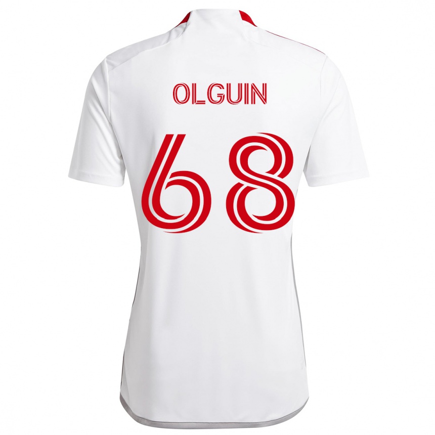 Kids Football Lucas Olguin #68 White Red Away Jersey 2024/25 T-Shirt Za