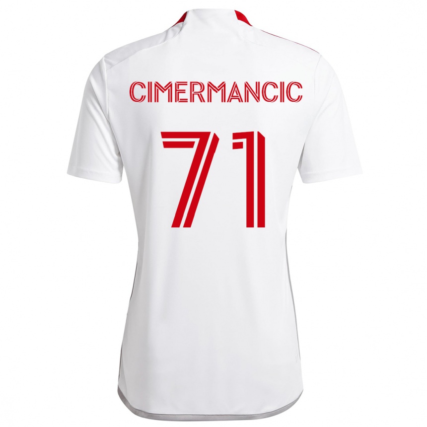 Kids Football Markus Cimermancic #71 White Red Away Jersey 2024/25 T-Shirt Za