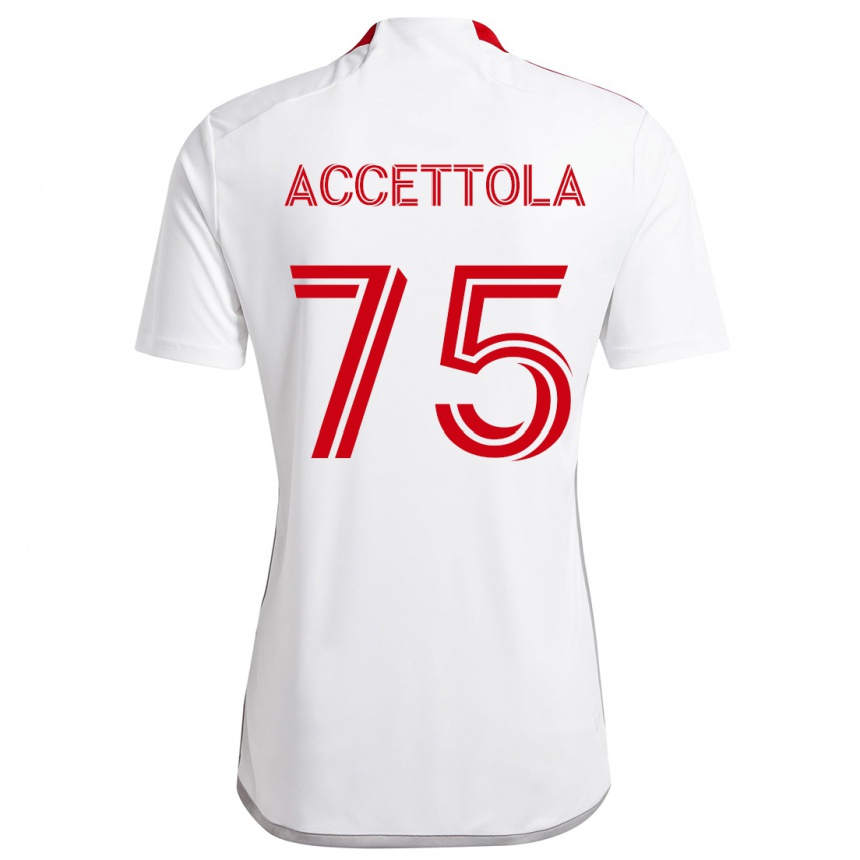 Kids Football Luca Accettola #75 White Red Away Jersey 2024/25 T-Shirt Za