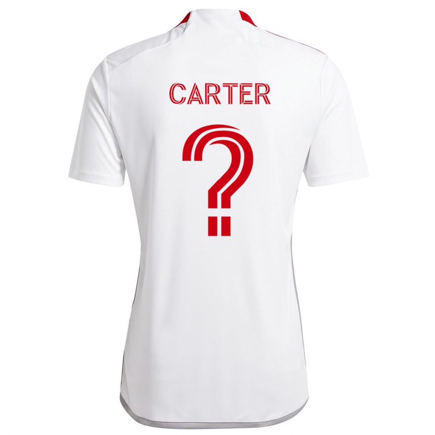 Kids Football Ajahni Carter #0 White Red Away Jersey 2024/25 T-Shirt Za