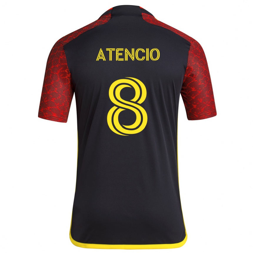 Kids Football Josh Atencio #8 Red Black Away Jersey 2024/25 T-Shirt Za