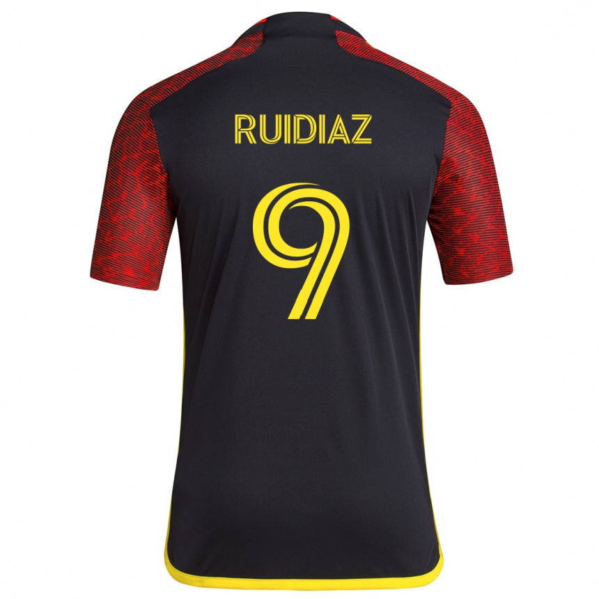 Kids Football Raúl Ruidíaz #9 Red Black Away Jersey 2024/25 T-Shirt Za