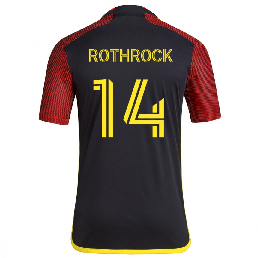 Kids Football Paul Rothrock #14 Red Black Away Jersey 2024/25 T-Shirt Za