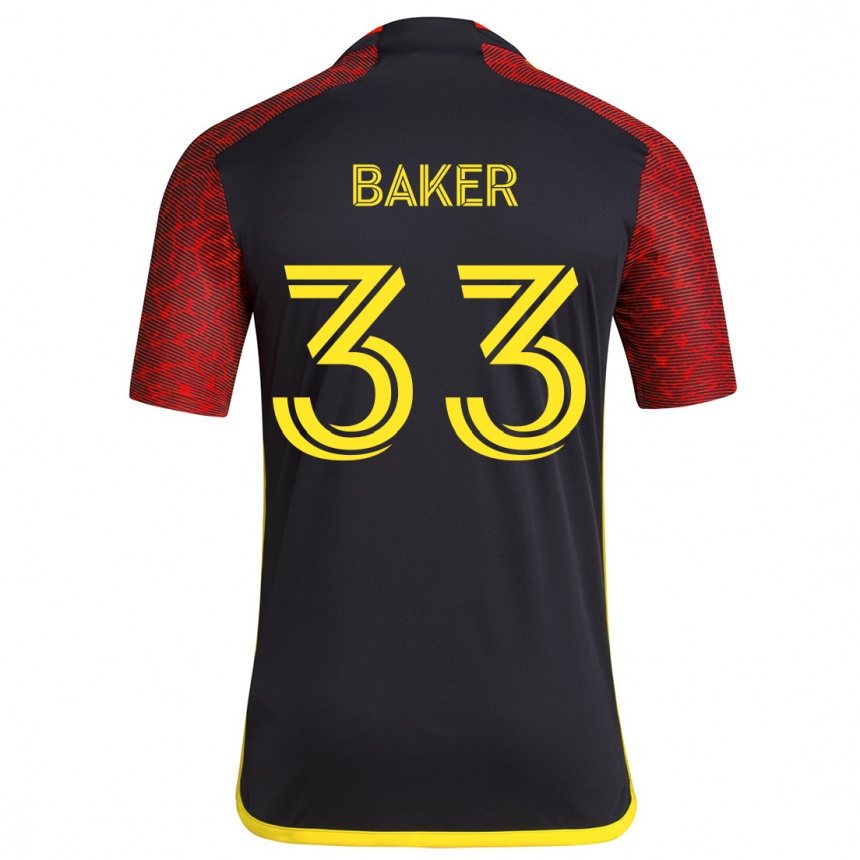 Kids Football Cody Baker #33 Red Black Away Jersey 2024/25 T-Shirt Za