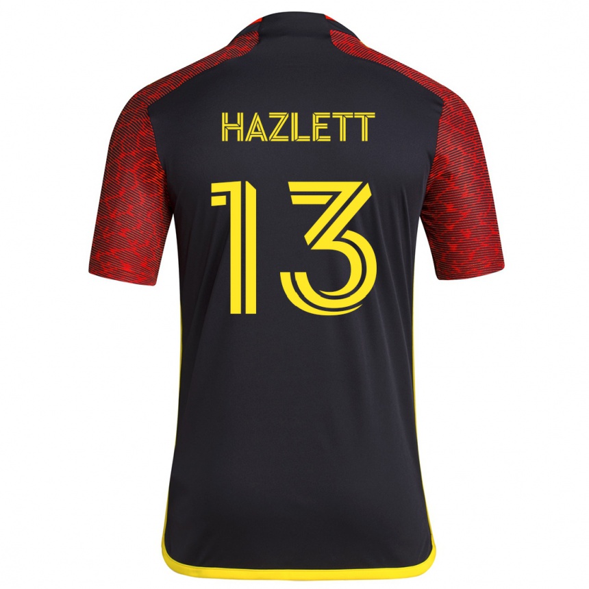 Kids Football Kimberly Hazlett #13 Red Black Away Jersey 2024/25 T-Shirt Za